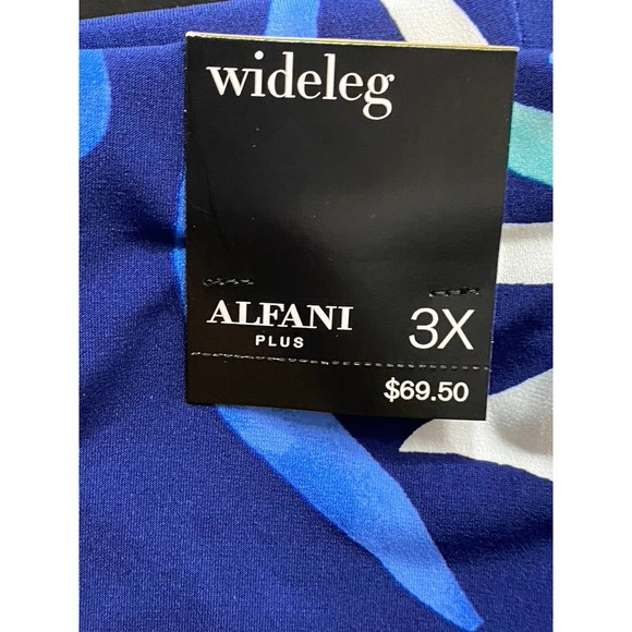 Alfani Women's Plus Size Navy Printed Wide-Leg Pull-On Pants SZ 3X - Picture 10 of 10